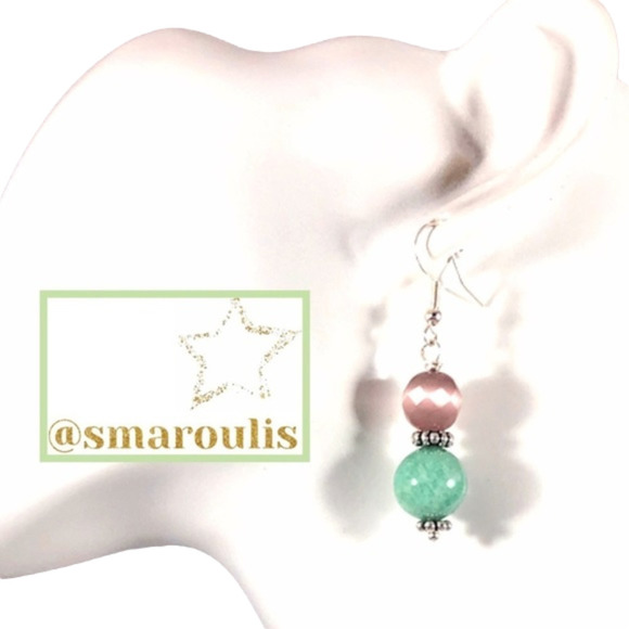 Handmade Sterling Silver Earrings Purple Cats Eye Everyday Chic Modern Staple - Picture 3 of 8